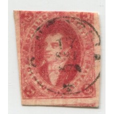 ARGENTINA 1872 GJ 34g RIVADAVIA ESTAMPILLA DE 8va TIRADA CABEZA DE MARFIL PLANCHA RAYADA Y FILIGRANA LACROIX FRERES RARISIMO SELLO U$ 1200